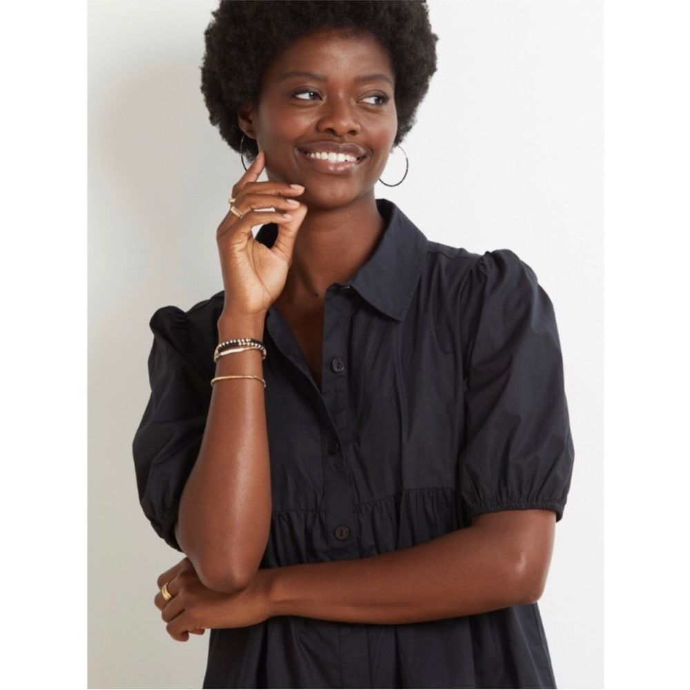 Sanctuary Solid Night Sky Black Button Down Mini … - image 3